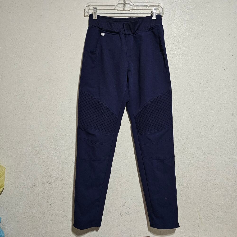 Figs Kanye Moto Scrub Navy Blue Women XS BLEACH SPOT TW2022 Zipper